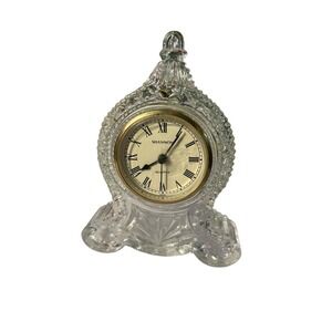 Shannon Crystal lead Crystal Mantel Clock battery operated‎ Roman Numeral 6''